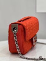 Fendi Midi Baguette Chain Bag In Piment FF Fabric - Image 8