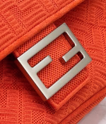 Fendi Midi Baguette Chain Bag In Piment FF Fabric - Image 4
