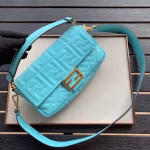 Fendi Pale Blue FF Motif Medium Baguette Bag - Image 8