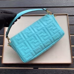 Fendi Pale Blue FF Motif Medium Baguette Bag - Image 3