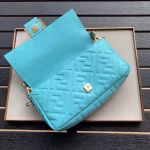 Fendi Pale Blue FF Motif Medium Baguette Bag - Image 6