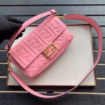 Fendi Pink FF Motif Medium Baguette Bag - Image 3