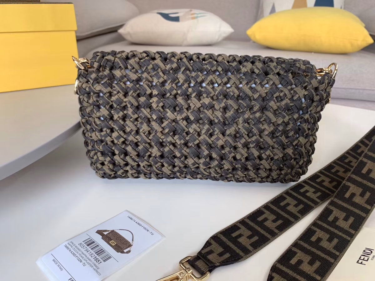 Fendi Baguette Medium Bag In Woven Strips - Image 8