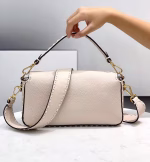Fendi Medium Baguette Bag In White Grain Leather - Image 9