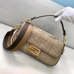 Fendi Medium Baguette Bag In Grey FF Canvas - Image 10