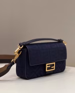 Fendi Medium Baguette Bag In Blue FF Canvas - Image 8