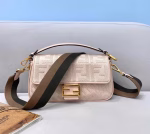 Fendi Medium Baguette Bag In Pink FF Canvas - Image 8