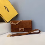 Fendi Medium Baguette Bag In Brown Suede Leather - Image 6