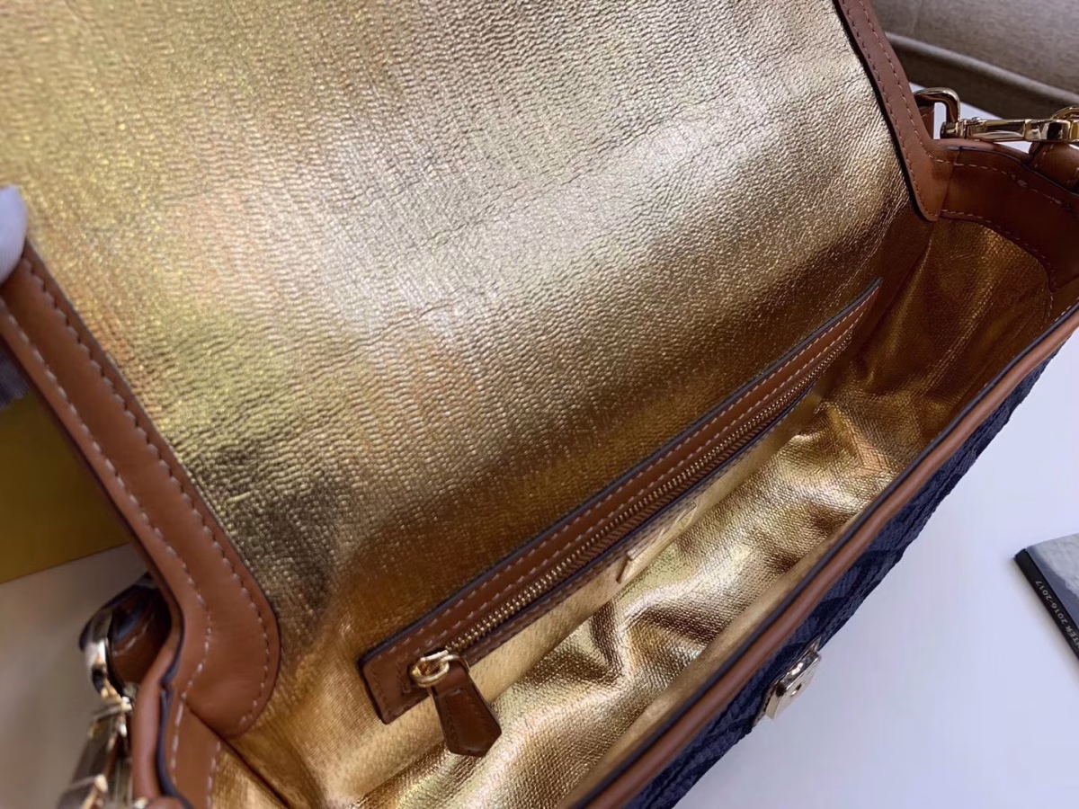 Fendi Baguette Medium Bag In Blue Denim - Image 5