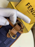 Fendi Baguette Medium Bag In Blue Denim - Image 3
