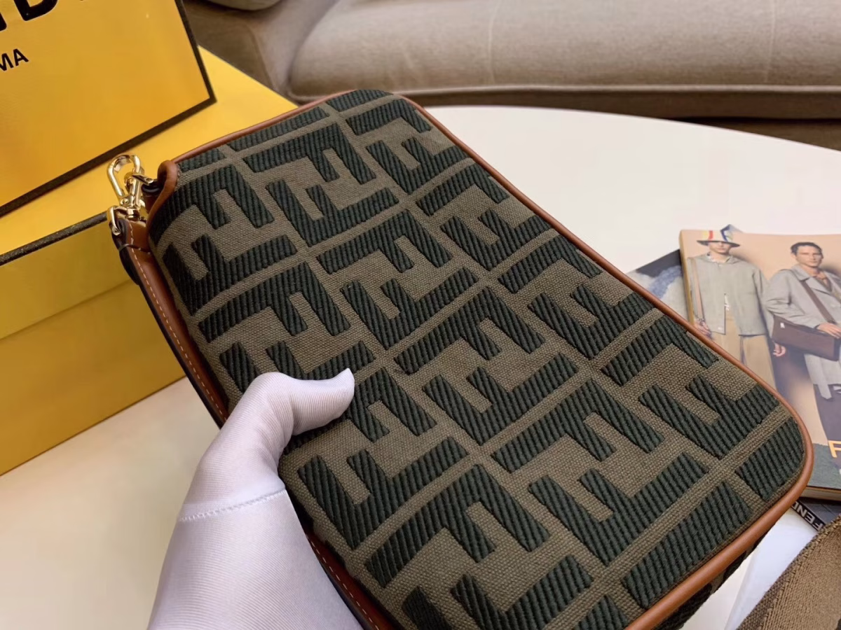 Fendi Baguette Medium Bag In Green Denim - Image 8