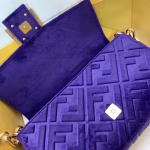 Fendi Purple Velvet FF Motif Medium Baguette Bag - Image 7