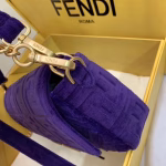 Fendi Purple Velvet FF Motif Medium Baguette Bag - Image 3