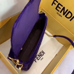 Fendi Purple Velvet FF Motif Medium Baguette Bag - Image 8