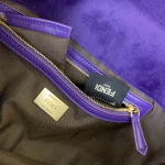 Fendi Purple Velvet FF Motif Medium Baguette Bag - Image 2