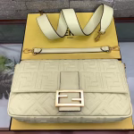 Fendi Beige FF Motif Large Baguette Bag - Image 7