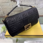 Fendi Black FF Motif Large Baguette Bag - Image 3