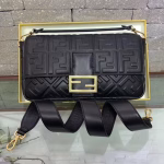 Fendi Black FF Motif Large Baguette Bag - Image 4