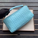 Fendi Pale Blue FF Motif Large Baguette Bag - Image 7