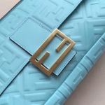 Fendi Pale Blue FF Motif Large Baguette Bag - Image 4