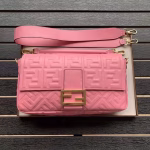 Fendi Pink FF Motif Large Baguette Bag - Image 8