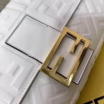 Fendi White FF Motif Large Baguette Bag - Image 2