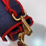 Fendi Large Baguette Bag In Blue Denim With Red Trim - Image 3