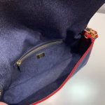Fendi Large Baguette Bag In Blue Denim With Red Trim - Image 8