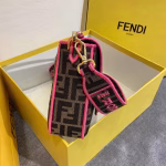 Fendi Baguette Large Bag In FF Fabric With Pink Trim - Image 2