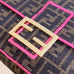 Fendi Baguette Large Bag In FF Fabric With Pink Trim - Image 4