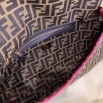 Fendi Baguette Large Bag In FF Fabric With Pink Trim - Image 5