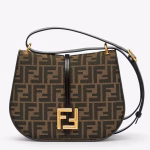Fendi C¡¯mon Medium Bag in FF Jacquard Fabric and Leather