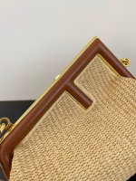 Fendi First Small Bag In Black Nappa Leather with Python F - Image 4