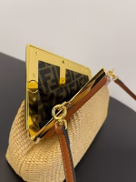 Fendi First Small Bag In Black Nappa Leather with Python F - Image 9