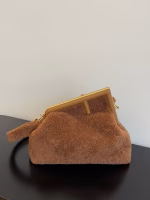 Fendi Medium First Bag In Brown Wool Sheepskin - Image 6