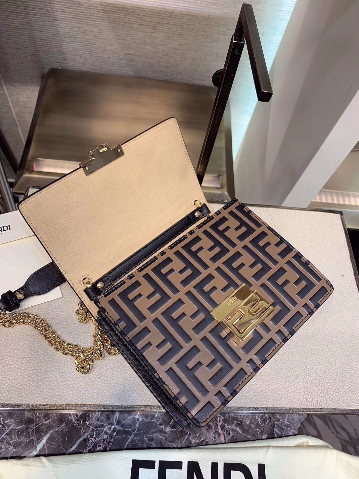 Fendi Small Kan U Bag In Calfskin Embossed With FF - Image 2