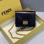 Fendi Small Kan U Bag In Black Glossy Lambskin - Image 7