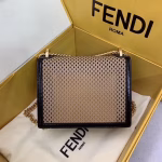 Fendi Small Kan U Bag In Beige Perforated Calf Leather - Image 3