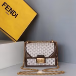 Fendi Small Kan U Bag In White Perforated Calf Leather - Image 6