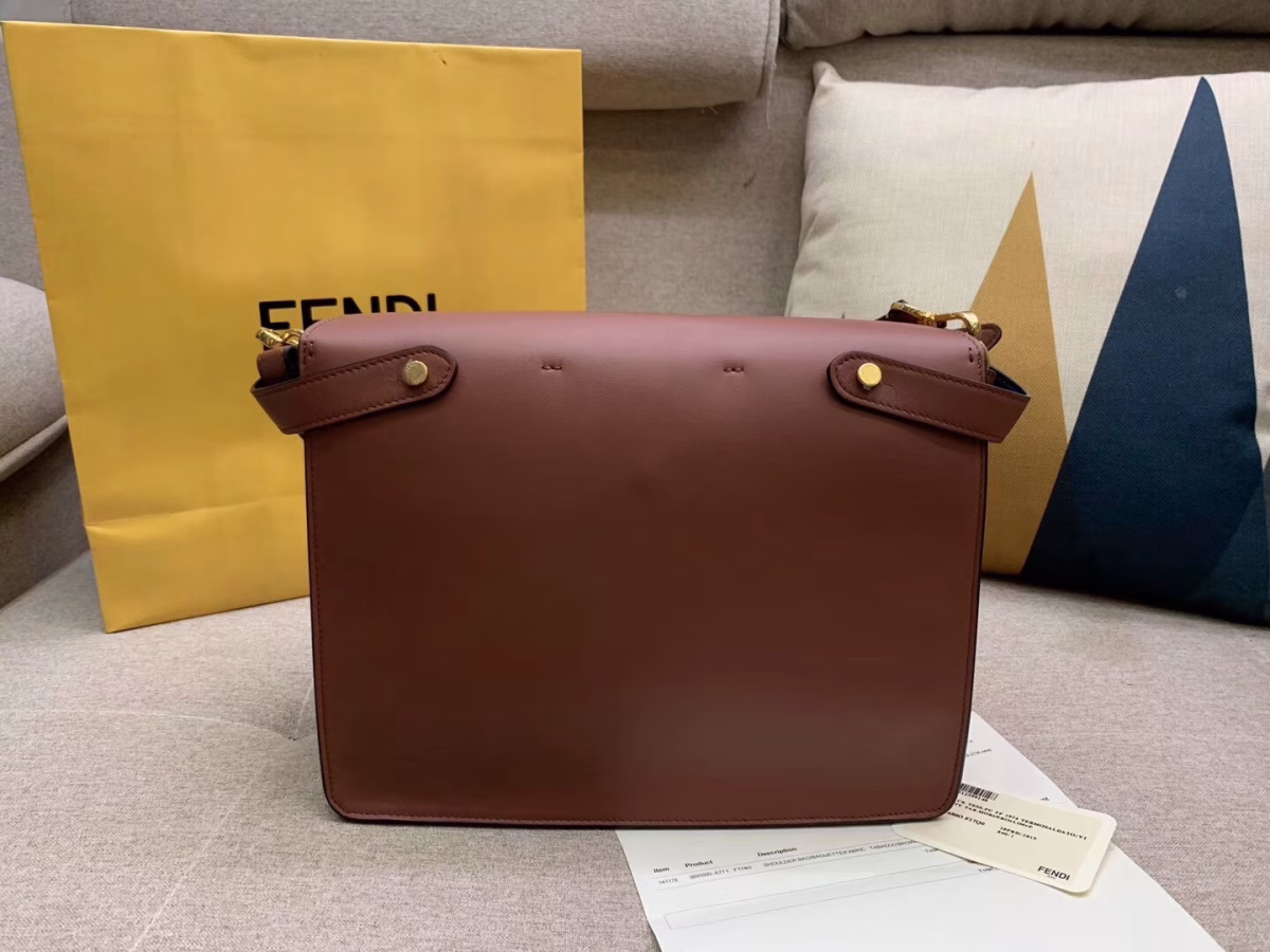 Fendi Large Kan U Bag In Brick Red Calfskin - Image 5