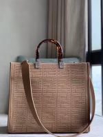 Fendi Sunshine Medium Shopper Bag In Beige FF Fabric - Image 6