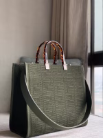 Fendi Sunshine Medium Shopper Bag In Green FF Fabric - Image 2