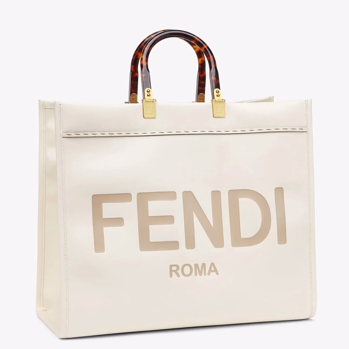Fendi Sunshine Shopper Bag In White Calfskin - Image 1