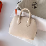 Hermes Bolide 1923 Mini Handmade Bag In Craie Chevre Mysore Leather - Image 6