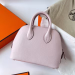 Hermes Bolide 1923 Mini Handmade Bag In Mauve Pale Chevre Mysore Leather - Image 6