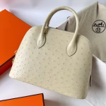 Hermes Bolide 1923 25 Handmade Bag In Parchemin Ostrich Leather - Image 9