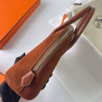 Hermes Bolide 1923 25 Handmade Bag In Gold Doblis Suede Leather - Image 7