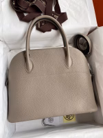 Hermes Bolide 1923 31 Handmade Bag In Gris Asphalt Clemence Leather - Image 3