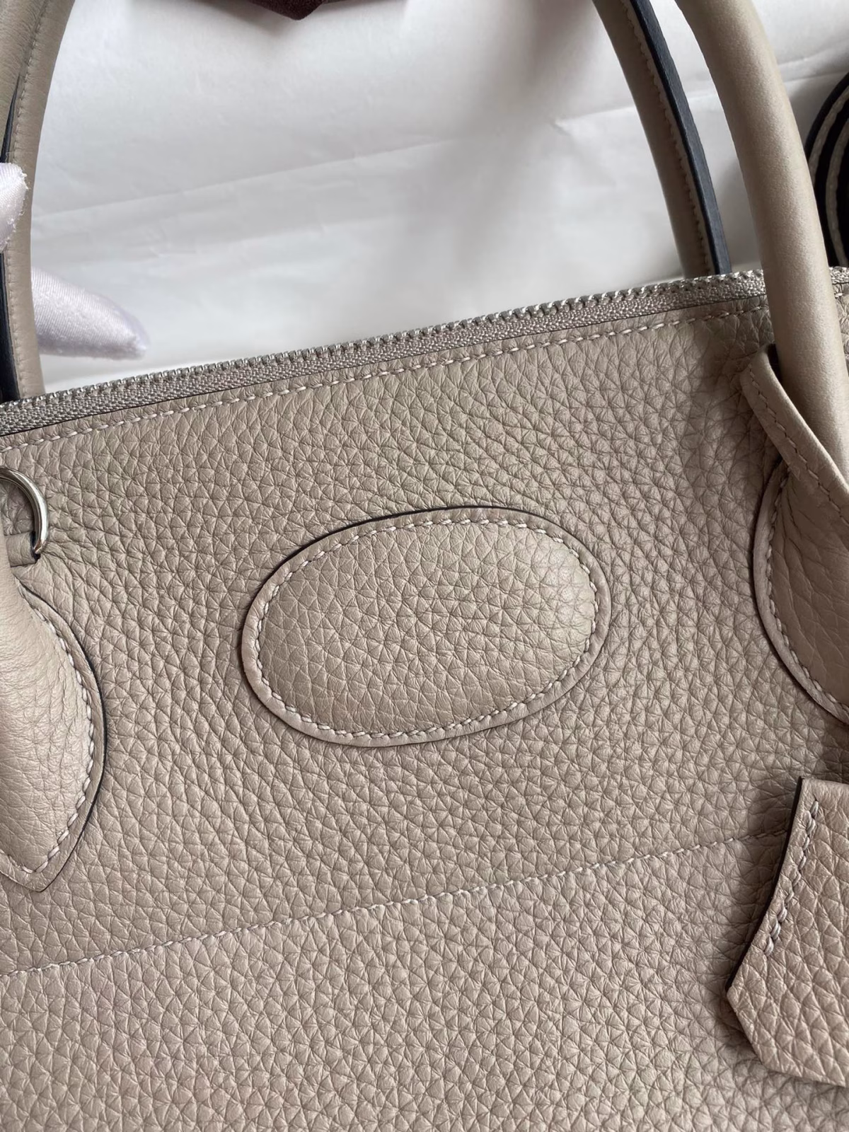 Hermes Bolide 1923 31 Handmade Bag In Gris Asphalt Clemence Leather - Image 2