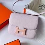 Hermes Constance 18 Handmade Bag In Mauve Pale Chevre Mysore Leather - Image 6